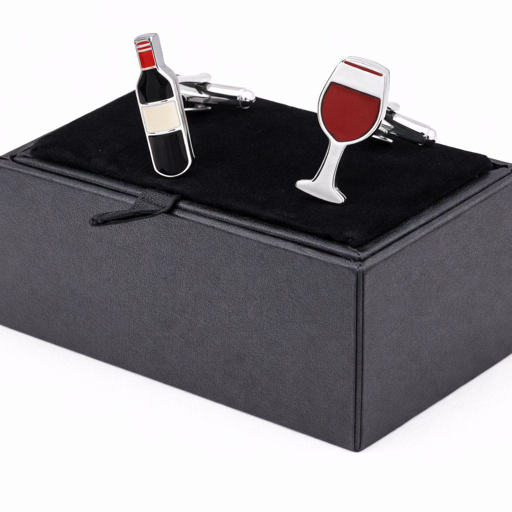 Mansjettknapper -  Vinflaske & glass Edition 🍷
