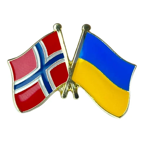 Pin - Norsk og ukrainsk flagg 🇳🇴 🇺🇦