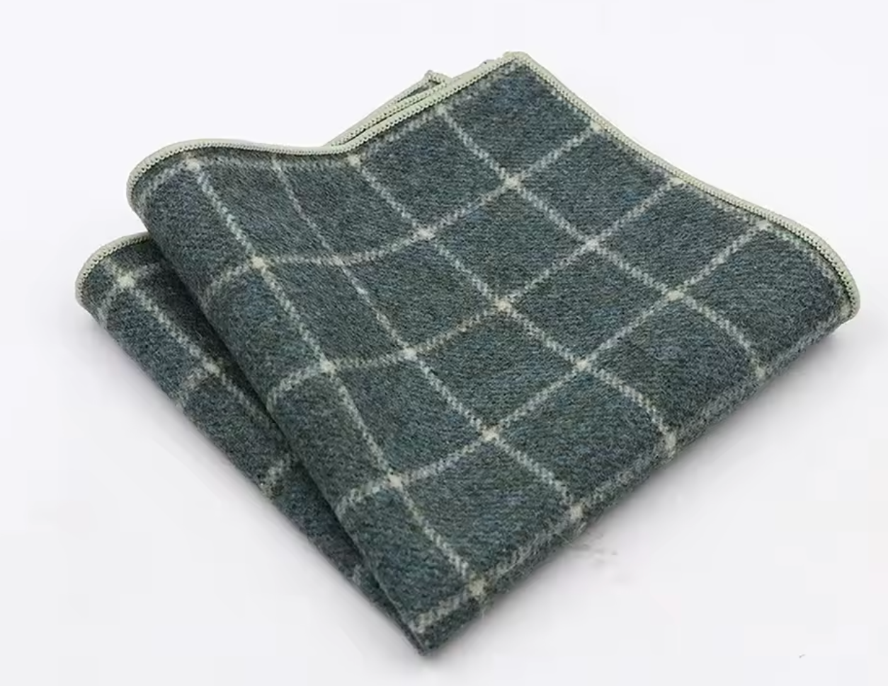 Pocket square - Grønt med ruter i ull