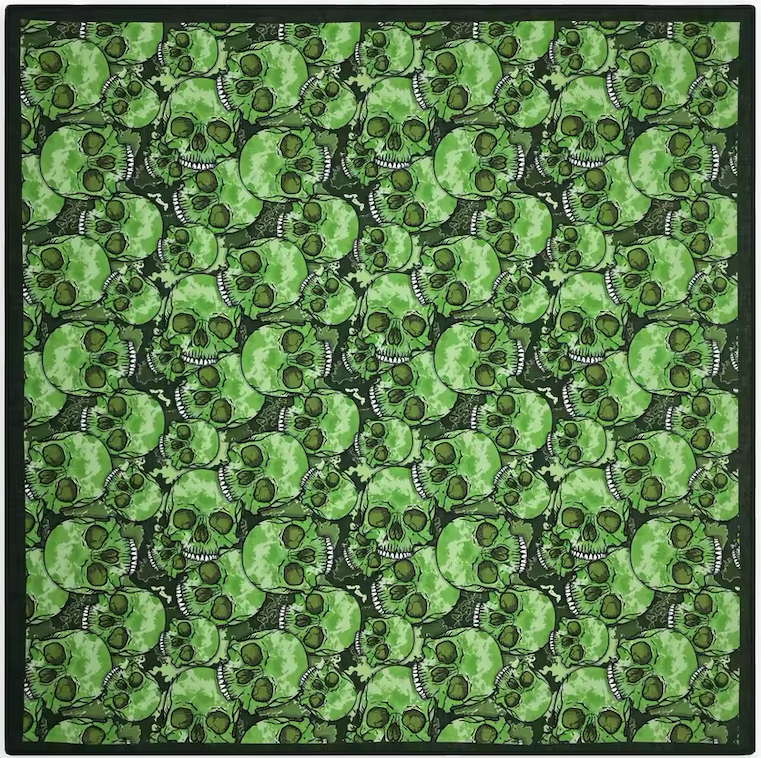 Pocket square - Grønt med hodeskaller