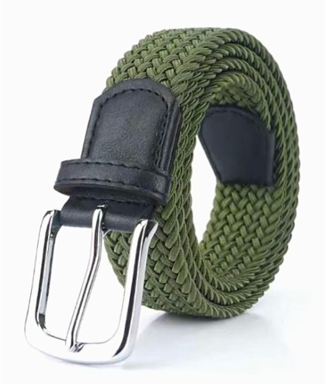 Stretchbelter med lærdetaljer