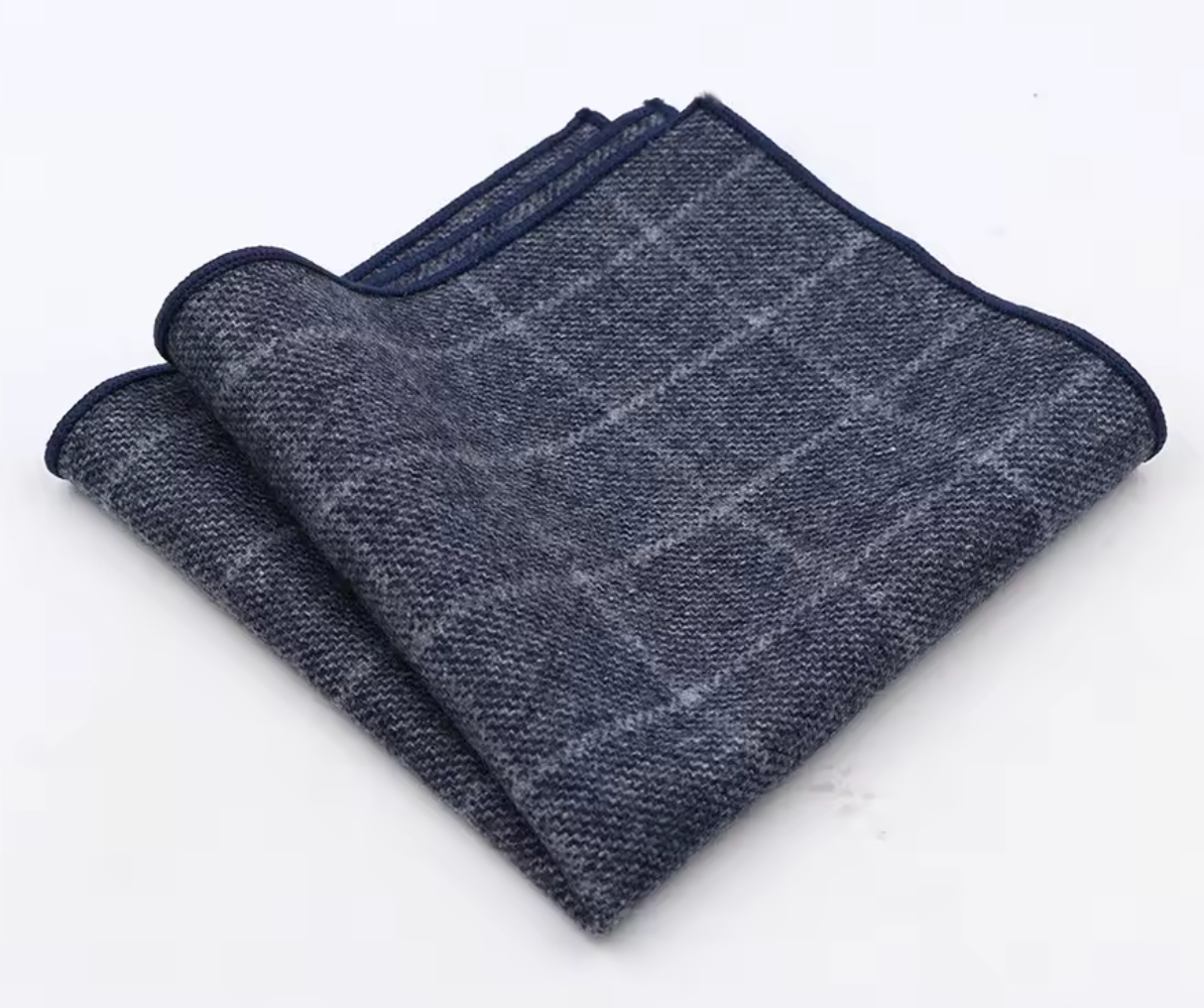 Pocket square - Blågrått med ruter i ull